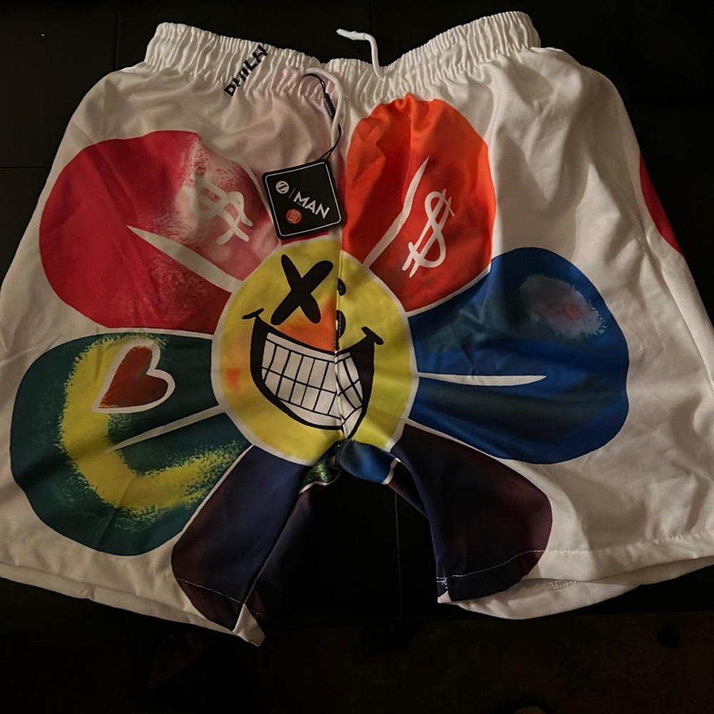 rainbow flower shorts